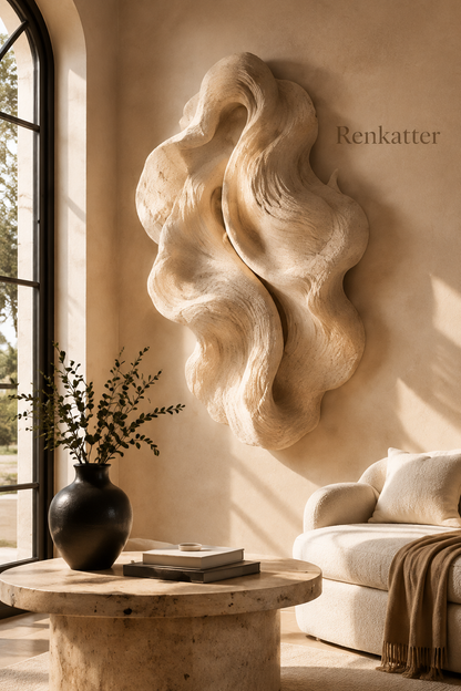 Renkatter Abstract Wave Stone Wall Sculpture
