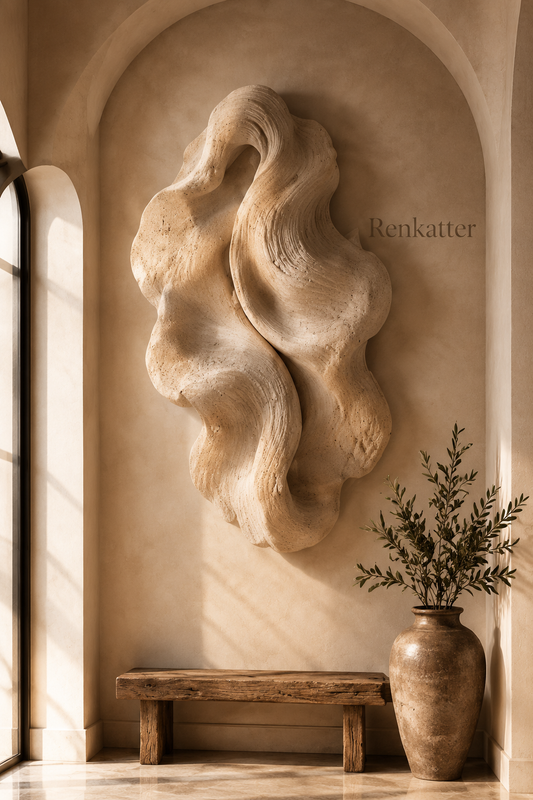 Renkatter Abstract Wave Stone Wall Sculpture