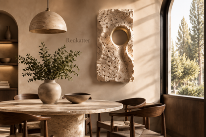Renkatter Rectangular Porous Travertine Wall Sculpture
