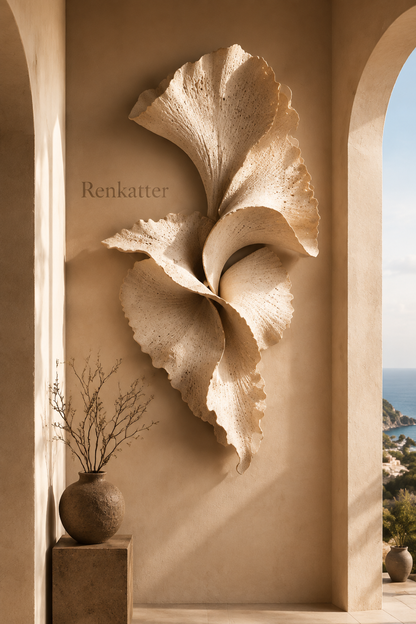 Renkatter Ginkgo Leaf Travertine Wall Sculpture
