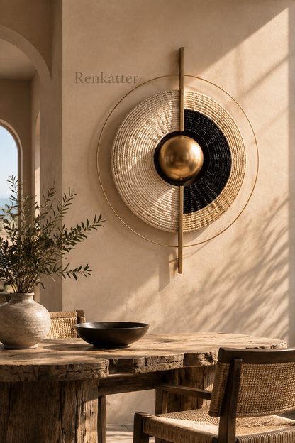Renkatter Two-Tone Woven Disc & Sphere Metal Wall Sculpture