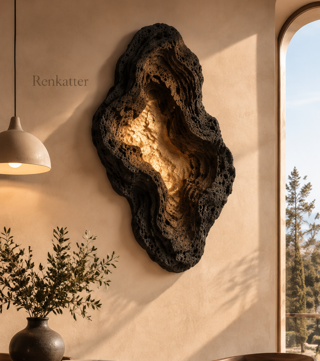 Renkatter Dark Porous Geode Backlit Wall Sculpture