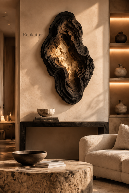 Renkatter Dark Porous Geode Backlit Wall Sculpture