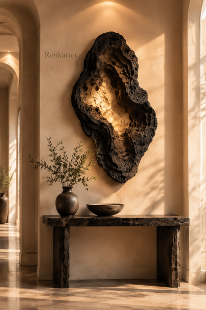 Renkatter Dark Porous Geode Backlit Wall Sculpture